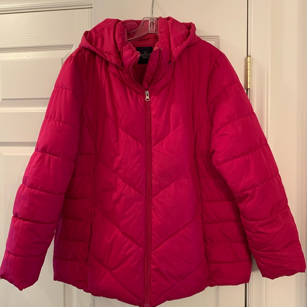 1x plus size hot pink thick puffer winter coat
